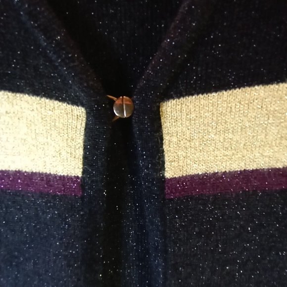 Sag Harbor Woman Plus Sz 1X Layered Sparkle Striped Sweater Top Long Sleeve - Picture 4 of 9